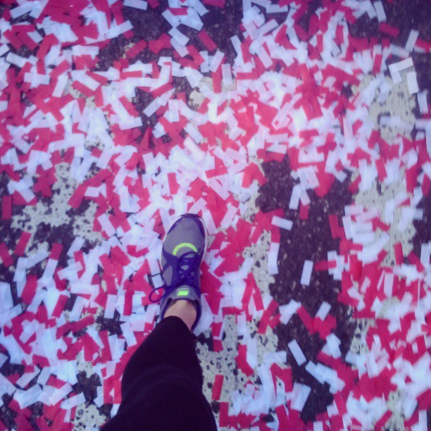 Confetti and my NIke's at the Revlon Run/Walk. Photo by Kim Caldwell