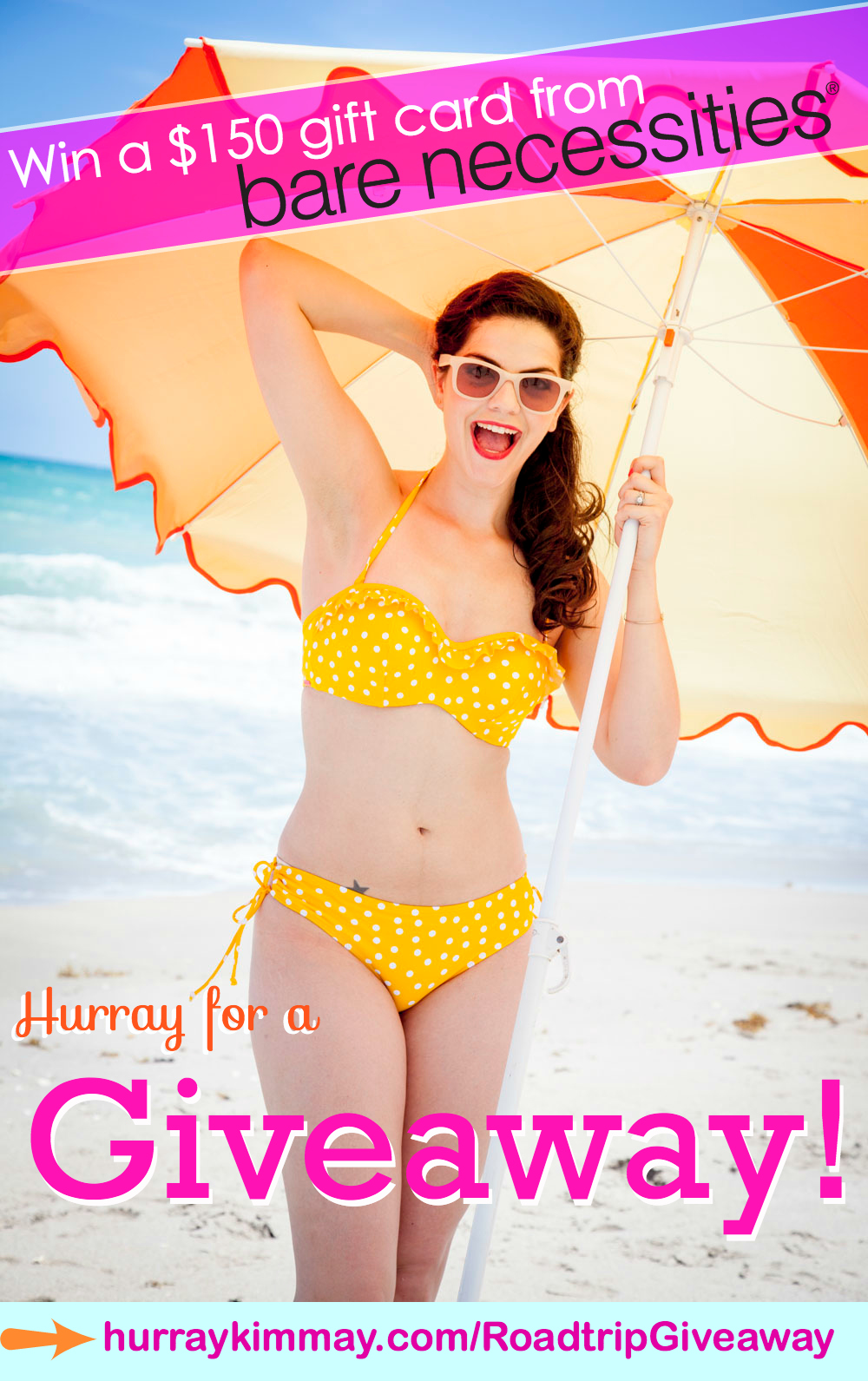 Enter the #HurrayRoadTrip Giveaway on Hurray Kimmay! photo of Kimmay Caldwell by Around Digital Media. Kimmay is wearing a Cleo by Panache swimsuit.