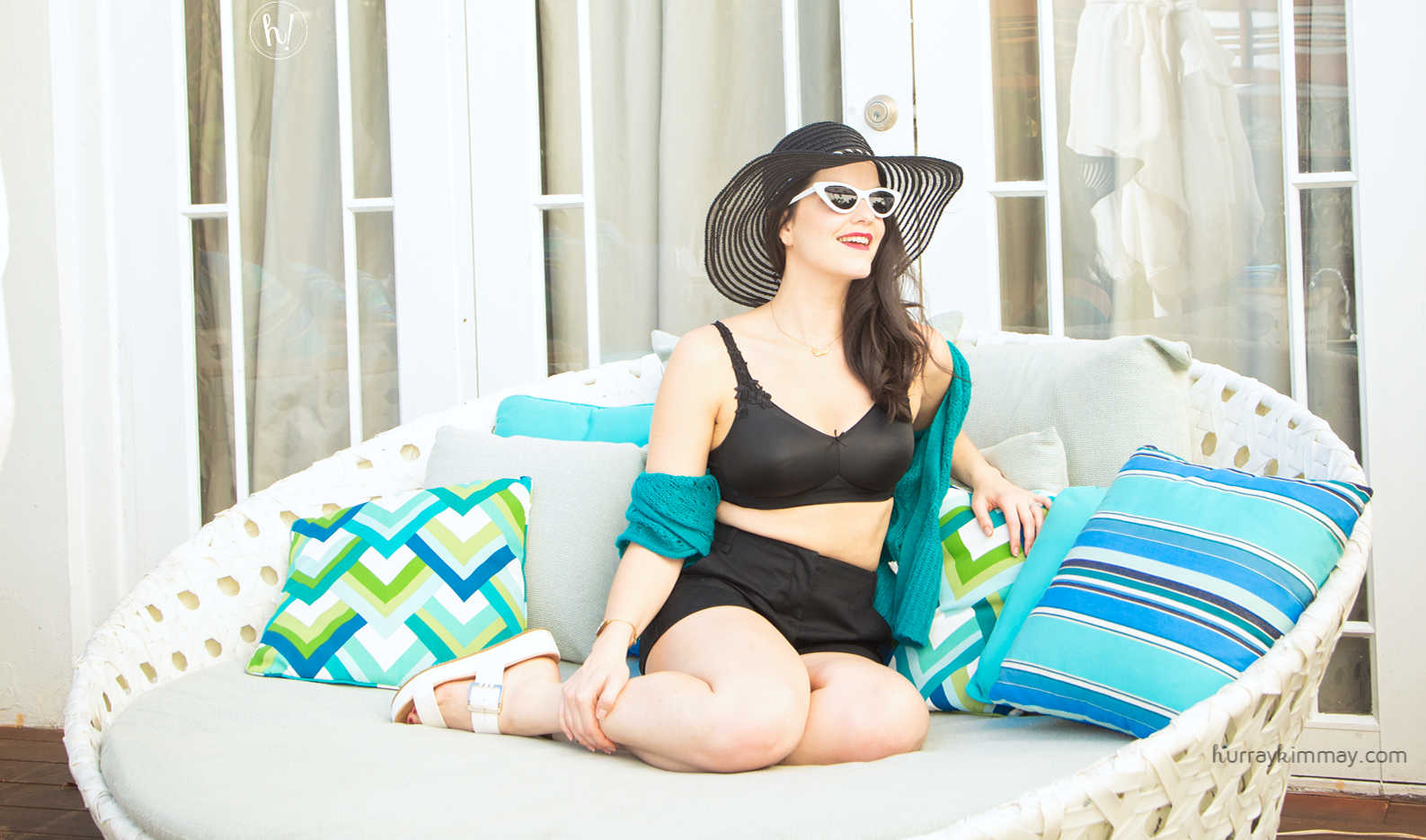 Kimmay wearing the Dominique Jillian Wire-Free Bra during the #HurrayVacay in Miami!