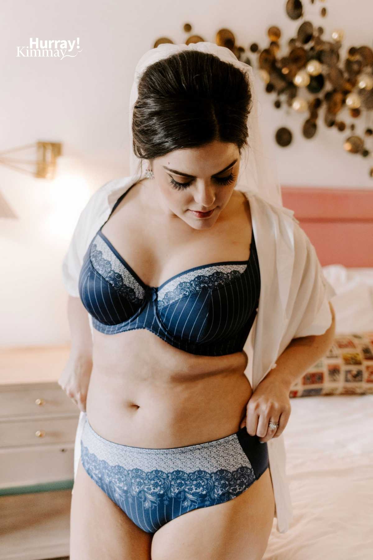 Elila Balcony Underwire Bra in Blue Pinstripe - Busted Bra Shop